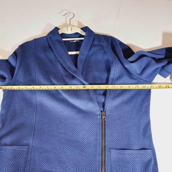 Talbots Jacket Shawl Collar Seaming Detail Half Zip Moto Style Blue Petite Large - Picture 9 of 11